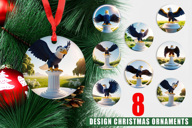 Ornament Christmas Patriotic Bald Eagle Sublimation artnoy 