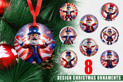 Ornament Christmas Patriotic Uncle Sam Crochet Sublimation artnoy 