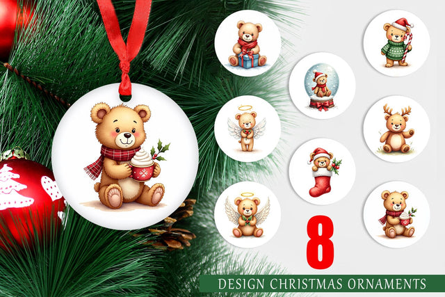 Ornament Christmas Teddy Bear Sublimation artnoy 