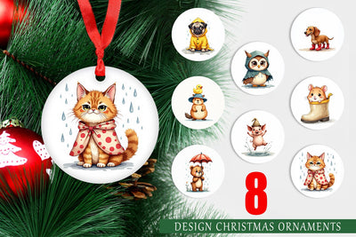 Ornament Chubby Raincoat Critters Watercolor Sublimation artnoy 