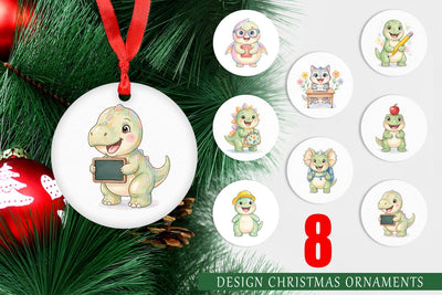 Ornament Chubby School Dino Watercolor Sublimation artnoy 