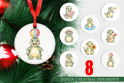 Ornament Chubby Summer Dinosaur Watercolor Sublimation artnoy 