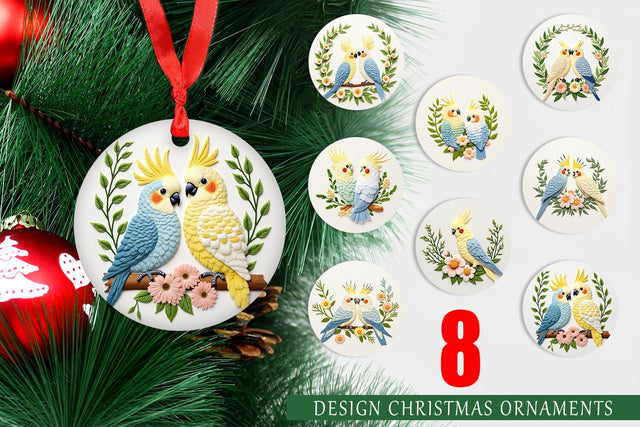 Ornament Cockatiel Embroidery Sublimation artnoy 