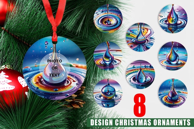 Ornament Colorful Water Drops Sublimation artnoy 
