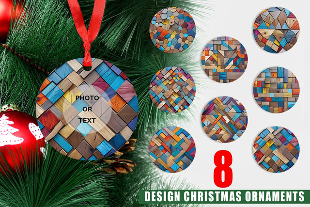 Ornament Colorful Wood Mosaic Sublimation artnoy 