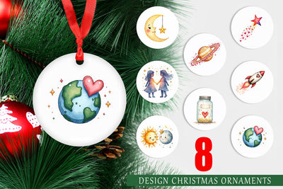 Ornament Cosmic Love Celestial Valentine Watercolor Art Sublimation artnoy 