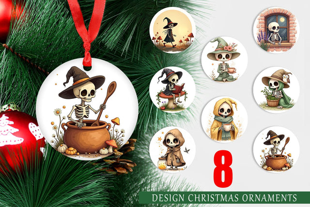 Ornament Cottagecore Witch Skeleton Sublimation artnoy 