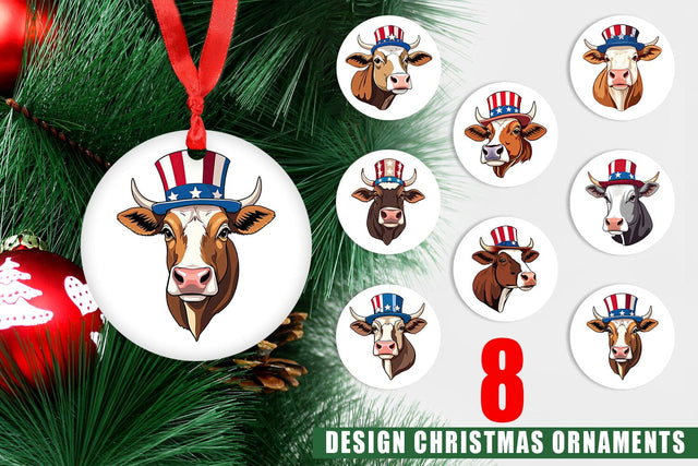 Ornament Cow Patriotic Sublimation artnoy 