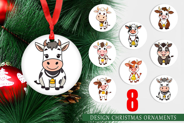 Ornament Cow with Bell Sublimation artnoy 