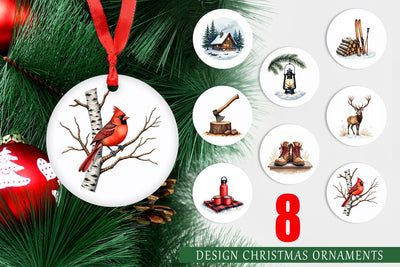 Ornament Cozy Cabin and Winter Forest Sublimation artnoy 
