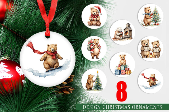 Ornament Cozy Christmas Bears Sublimation artnoy 
