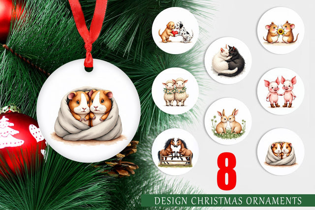 Ornament Cozy Critters & Cuddles Watercolor Sublimation artnoy 