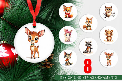 Ornament Cozy Critters Watercolor Wonderland Sublimation artnoy 