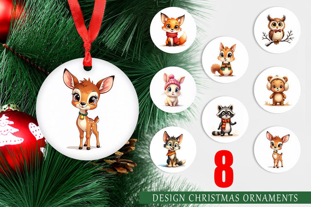 Ornament Cozy Critters Watercolor Wonderland Sublimation artnoy 