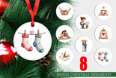 Ornament Cozy Valentine Moments Watercolor Illustrations Sublimation artnoy 