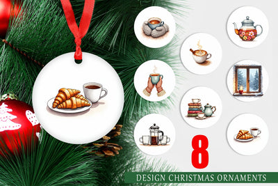 Ornament Cozy Winter Cafe Watercolor Sublimation artnoy 