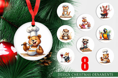 Ornament Culinary Cuties Professional Animal Chefs Sublimation artnoy 