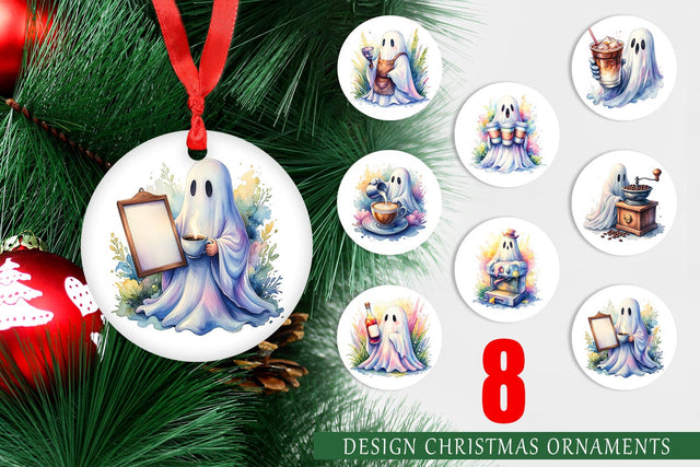 Ornament Cute Barista Coffee Ghost Sublimation artnoy 