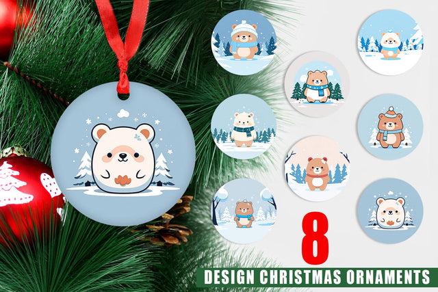 Ornament Cute Bear Winter Sublimation artnoy 