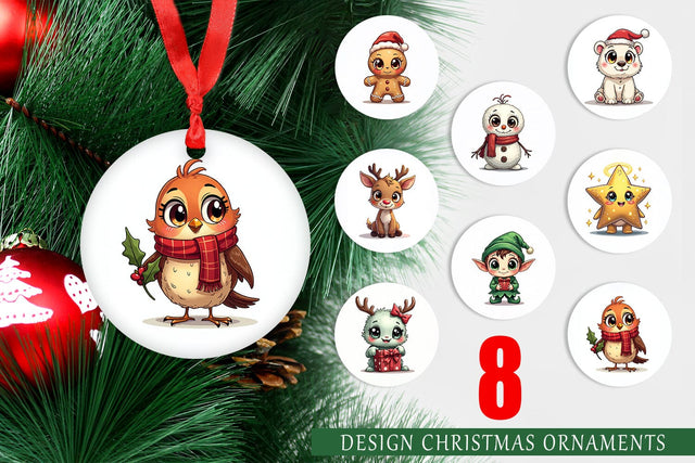 Ornament Cute Christmas Creatures Sublimation artnoy 