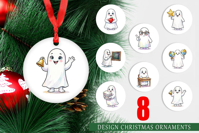Ornament Cute Classroom Teacher Ghost Sublimation artnoy 