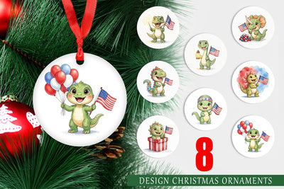 Ornament Cute Firework Sparkler Dino Watercolor Sublimation artnoy 
