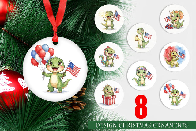 Ornament Cute Firework Sparkler Dino Watercolor Sublimation artnoy 
