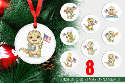 Ornament Cute Picnic BBQ Dino Watercolor Sublimation artnoy 