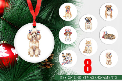 Ornament Cutesy Patriotic Dogs and Cats Sublimation artnoy 