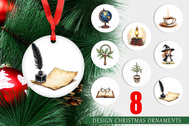 Ornament Dark Academia Scholarly Christmas Sublimation artnoy 