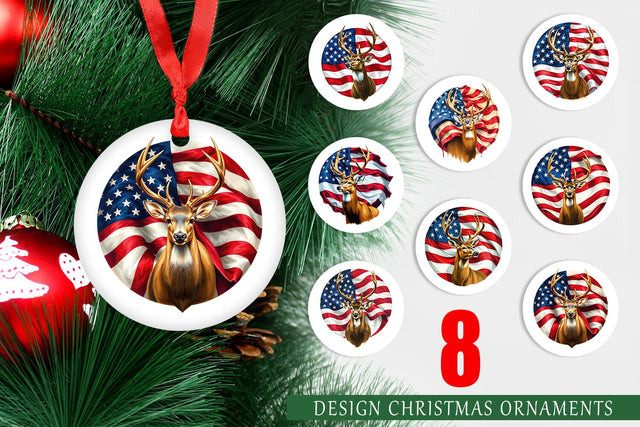 Ornament Deer 4th of July Sublimation artnoy 