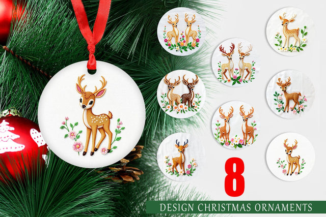 Ornament Deer Embroidery Sublimation artnoy 