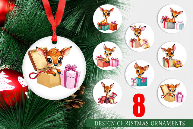Ornament Deer Fawn Gift Sublimation artnoy 