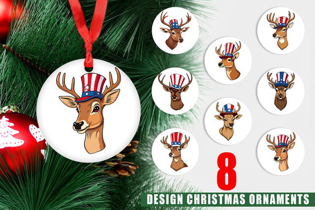 Ornament Deer Patriotic Sublimation artnoy 