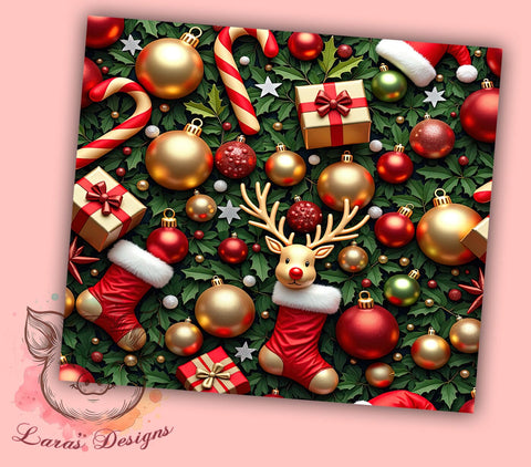 Ornament Design Christmas Tumbler, Christmas Tumbler, Ornament Design, 20oz Wrap, Holiday Drinkware, Festive Sublimation, Christmas Gift, Seasonal Decor Sublimation Lara' s Designs 