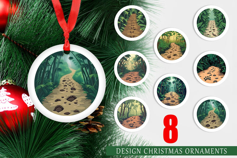 Ornament Dino Tracks in Jungle Sublimation artnoy 