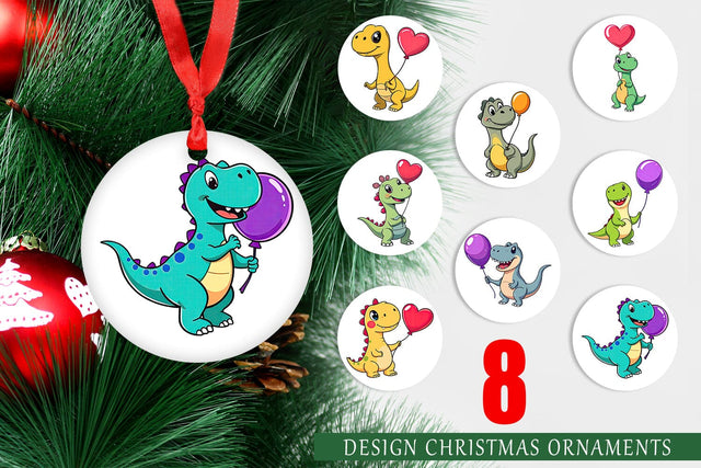 Ornament Dino with Balloon Sublimation artnoy 
