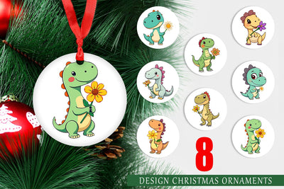 Ornament Dino with Flower Sublimation artnoy 