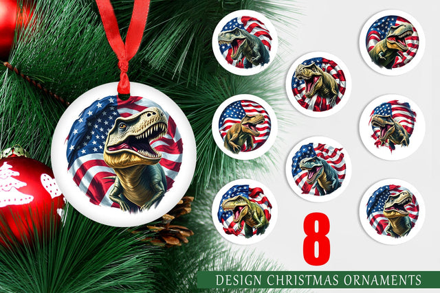 Ornament Dinosaur 4th of July Sublimation artnoy 