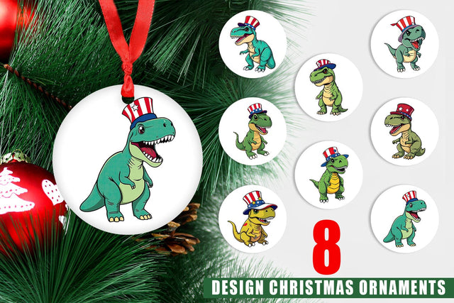 Ornament Dinosaur Patriotic Sublimation artnoy 