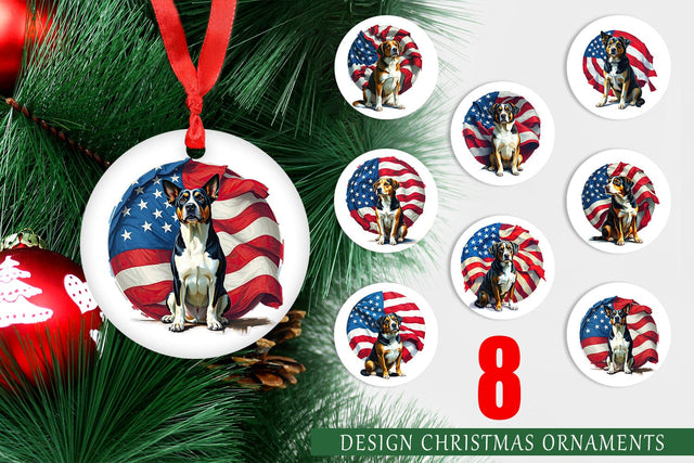 Ornament Dog 4th of July Sublimation artnoy 