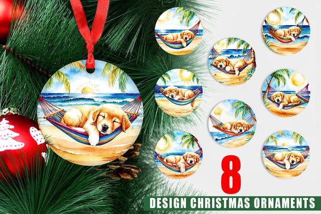 Ornament Dog in Summer Hammock Sublimation artnoy 
