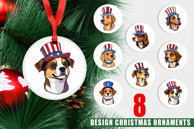Ornament Dog Patriotic Sublimation artnoy 