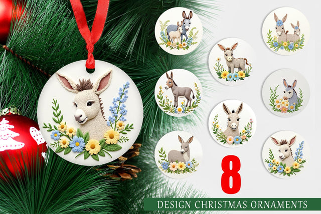 Ornament Donkey Embroidery Sublimation artnoy 