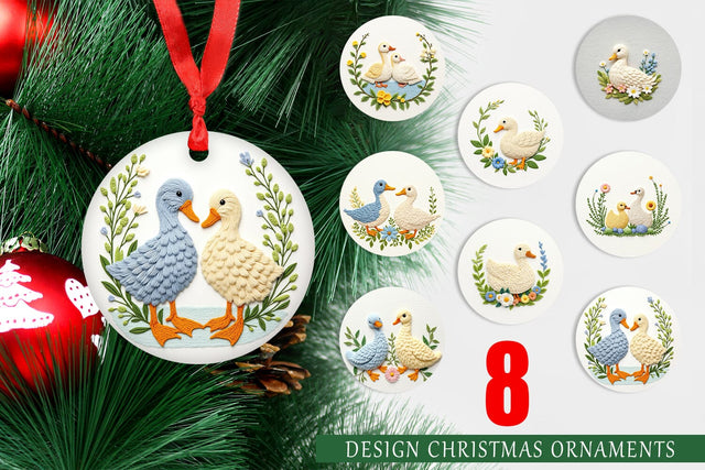 Ornament Duck Embroidery Sublimation artnoy 