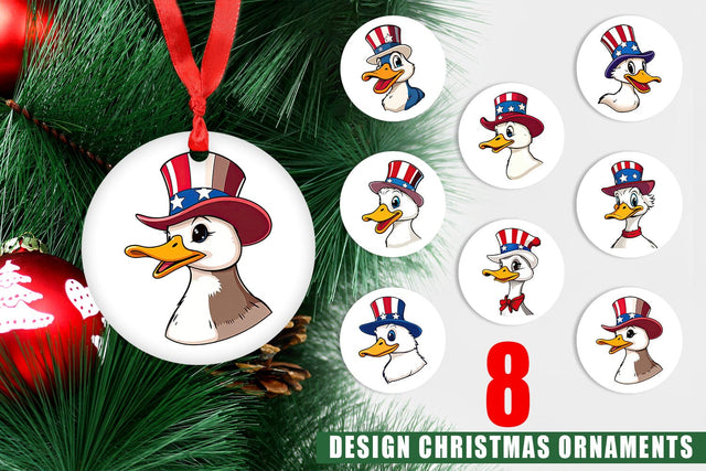 Ornament Duck Patriotic Sublimation artnoy 