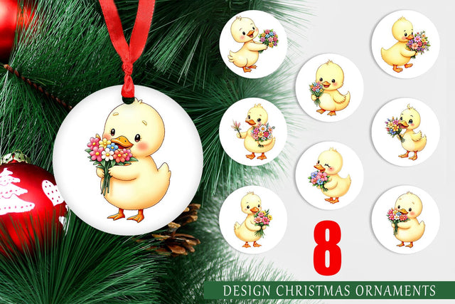 Ornament Duck Spring Bouquet Sublimation artnoy 