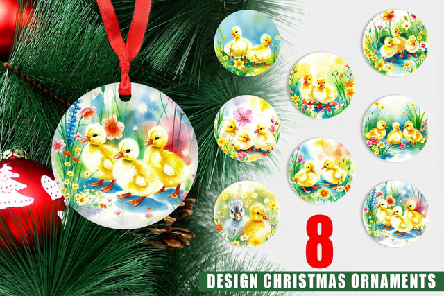 Ornament Ducklings in Spring Sublimation artnoy 