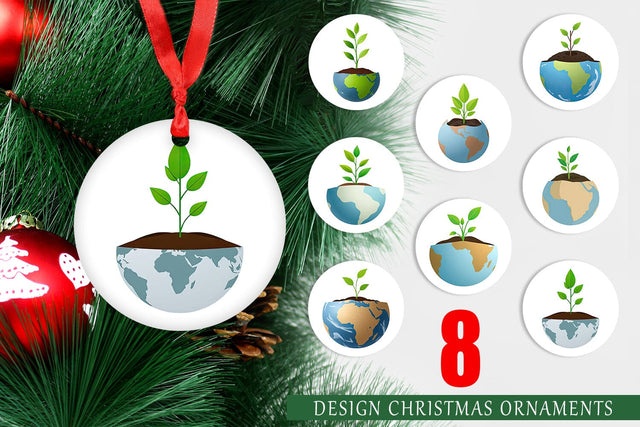 Ornament Earth with a Seedling Sublimation artnoy 
