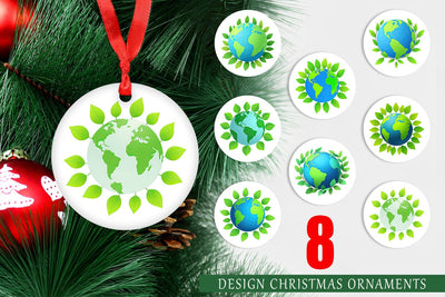 Ornament Earth with Leaves Sublimation artnoy 